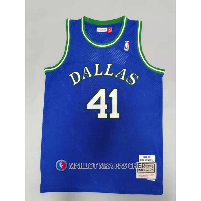Maillot Dallas Mavericks Dirk Nowitzki NO 41 Mitchell & Ness 1998-99 Bleu